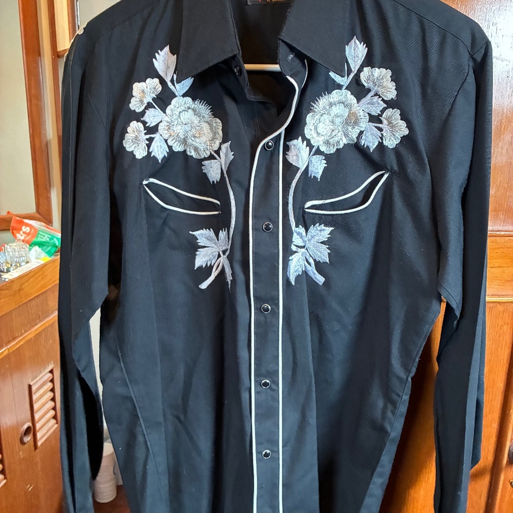 Embroidered vintage western cowboy shirt Kenny rogers